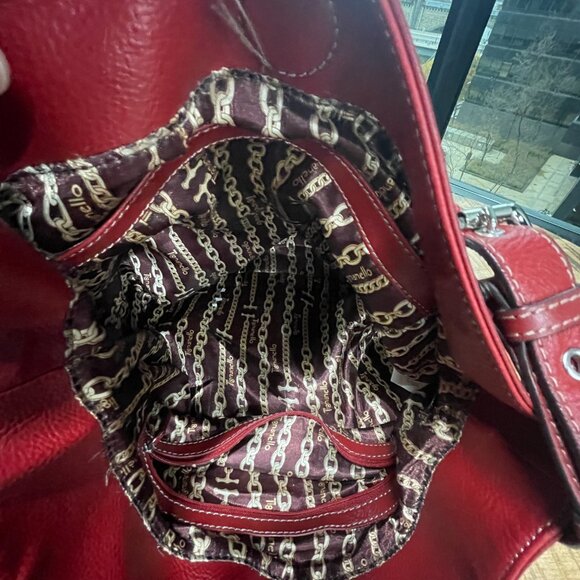 Tignanello Brick Red Leather Boho Purse | Shoulder Bag | Bohemian Satchel - Picture 8 of 11